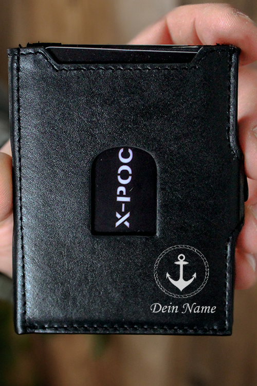 X-POC Kreditkartenhülle "Anker + Dein Name" Personalisierbar